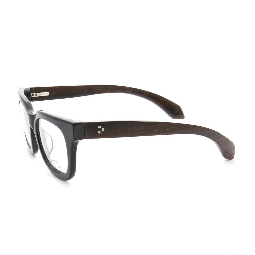 Carve | Retro Oversized Wood Eyeglasses Frames | Acetate Frame w/ Wooden Temples - Image 5