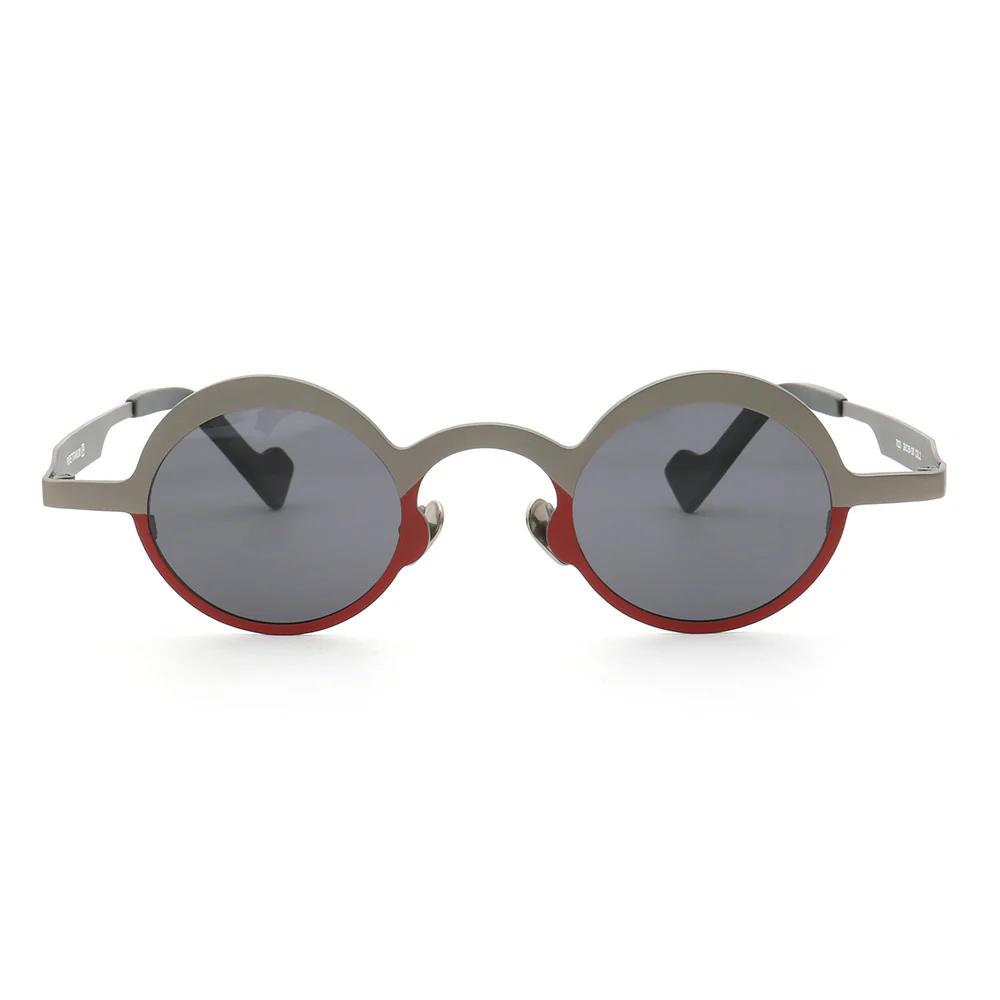 Voyage | Round Pure Titanium Polarized Sunglasses | Two Tone Retro Nerd Frame - Image 3