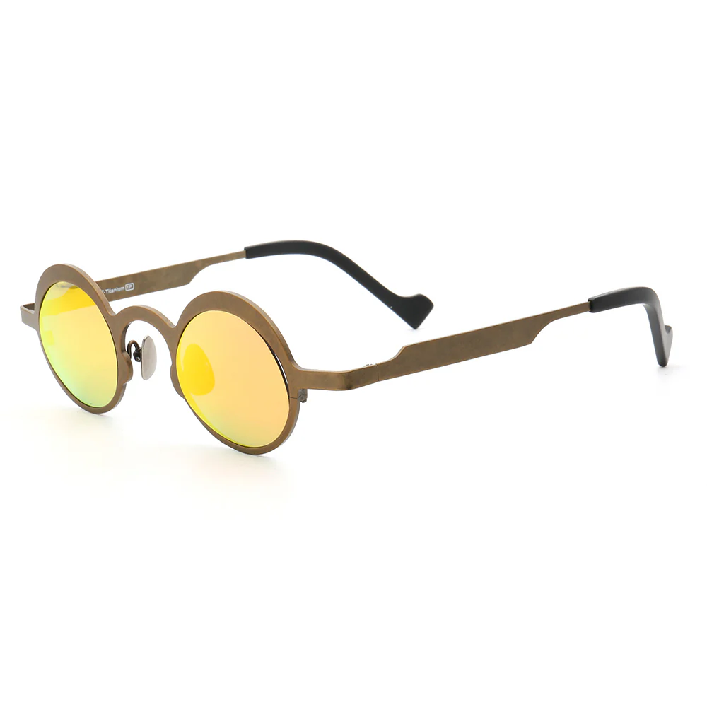 Voyage | Round Pure Titanium Polarized Sunglasses | Two Tone Retro Nerd Frame - Image 4