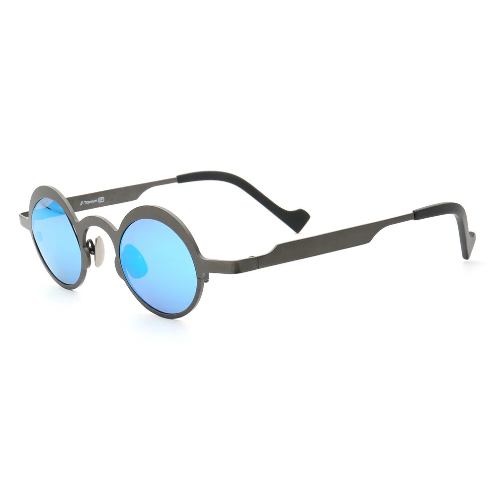 Voyage | Round Pure Titanium Polarized Sunglasses | Two Tone Retro Nerd Frame - Image 6
