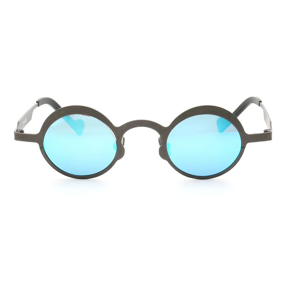 Voyage | Round Pure Titanium Polarized Sunglasses | Two Tone Retro Nerd Frame - Image 7