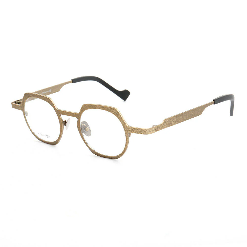 Windsor | Mens Geometric Titanium Eyeglasses Gold | Womens Round Retro Green Glasses Frames Online - Image 3