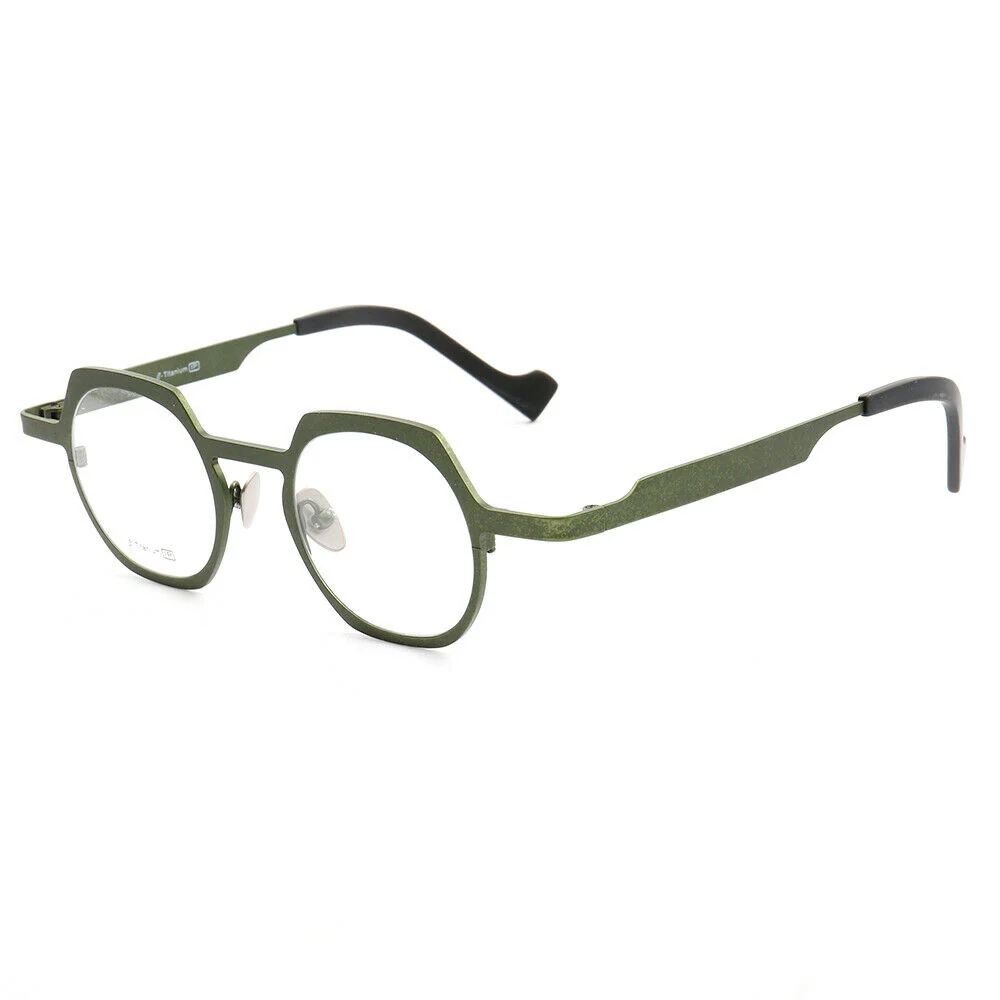 Windsor | Mens Geometric Titanium Eyeglasses Gold | Womens Round Retro Green Glasses Frames Online - Image 5