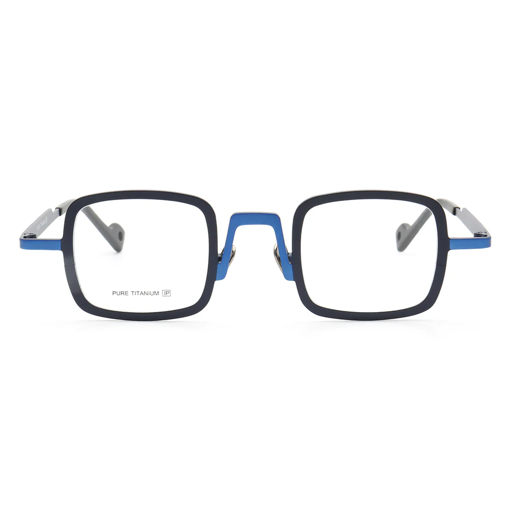 Rueben | Funky Square Full Rim Titanium Glasses Frames | Modern Two Toned Lightweight Eyeglasses Online - Image 10