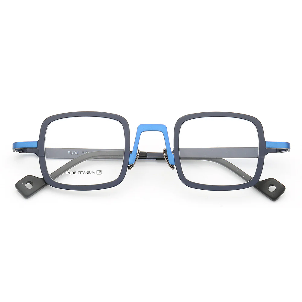 Rueben | Funky Square Full Rim Titanium Glasses Frames | Modern Two Toned Lightweight Eyeglasses Online - Image 4