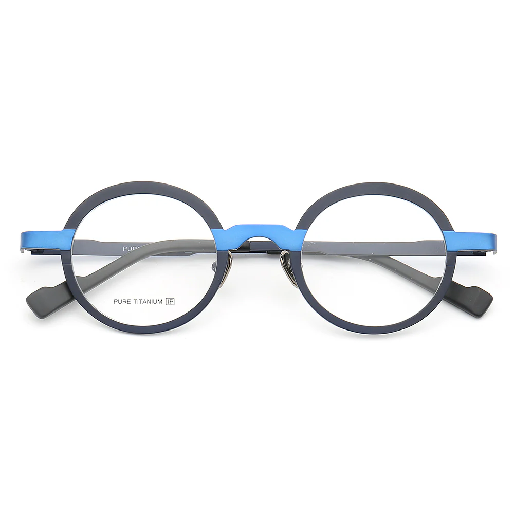 Clement | Two Tone Round Titanium Mens & Womens Eyeglass Frames | Stylish Nerd Glasses Online - Image 6