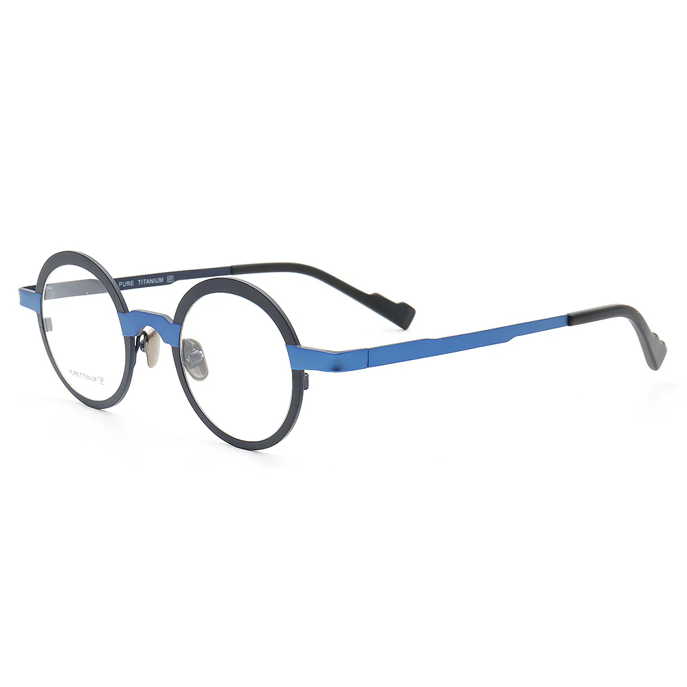 Clement | Two Tone Round Titanium Mens & Womens Eyeglass Frames | Stylish Nerd Glasses Online - Image 7
