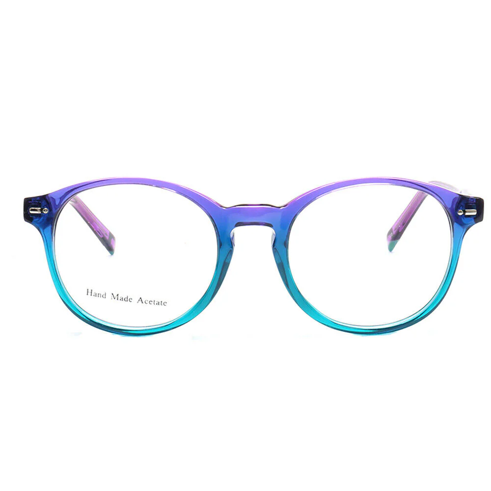 Glow | Classic Round Acetate Eyeglasses w/ Two Tone Design | Gradient Full Rim Glasses - Image 3