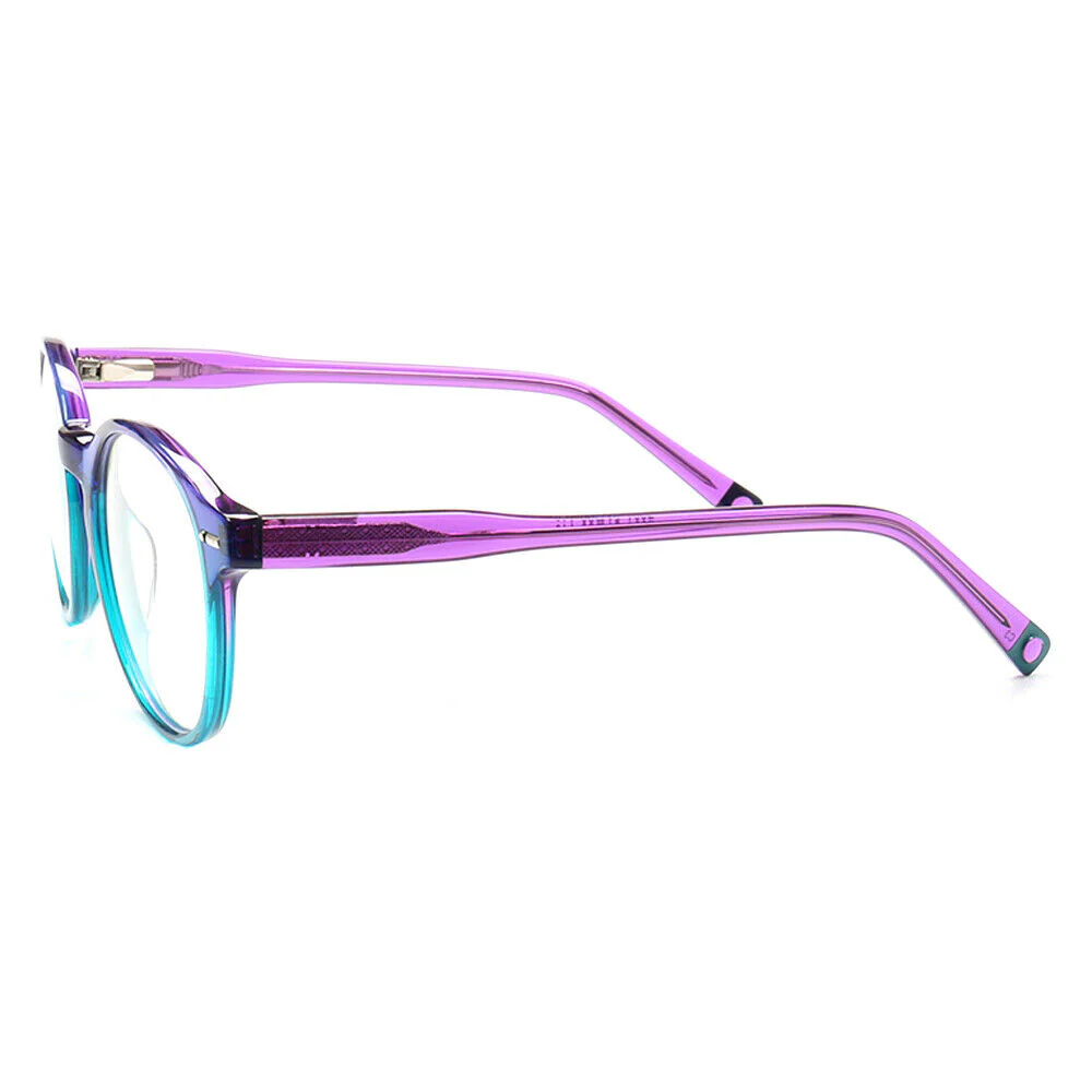Glow | Classic Round Acetate Eyeglasses w/ Two Tone Design | Gradient Full Rim Glasses - Image 4