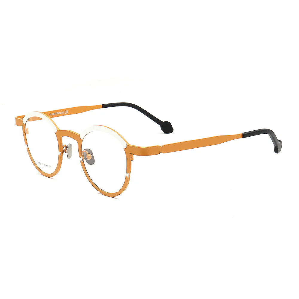 Riley | Round Two Tone Orange Womens Eyeglass Frames | Light Colorful Mens Titanium Glasses Online - Image 3