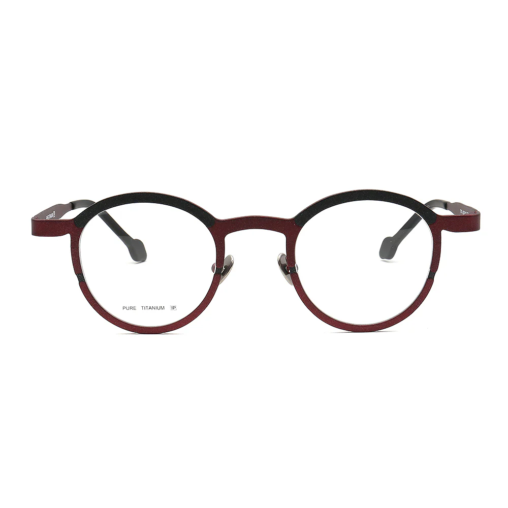 Riley | Round Two Tone Orange Womens Eyeglass Frames | Light Colorful Mens Titanium Glasses Online - Image 6
