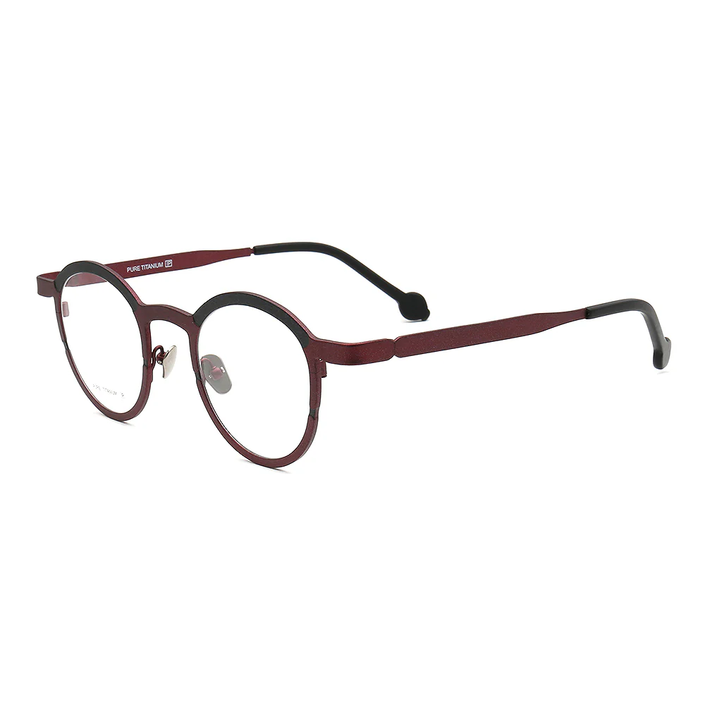 Riley | Round Two Tone Orange Womens Eyeglass Frames | Light Colorful Mens Titanium Glasses Online - Image 7