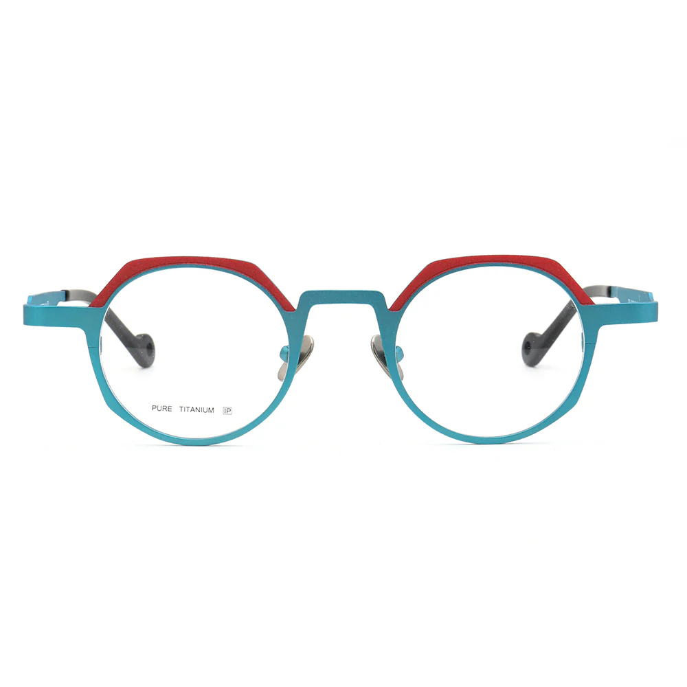 Jayden | Vintage Round Pure Titanium Eyeglasses For Men & Women | Colorful Two Toned Finish - Image 4