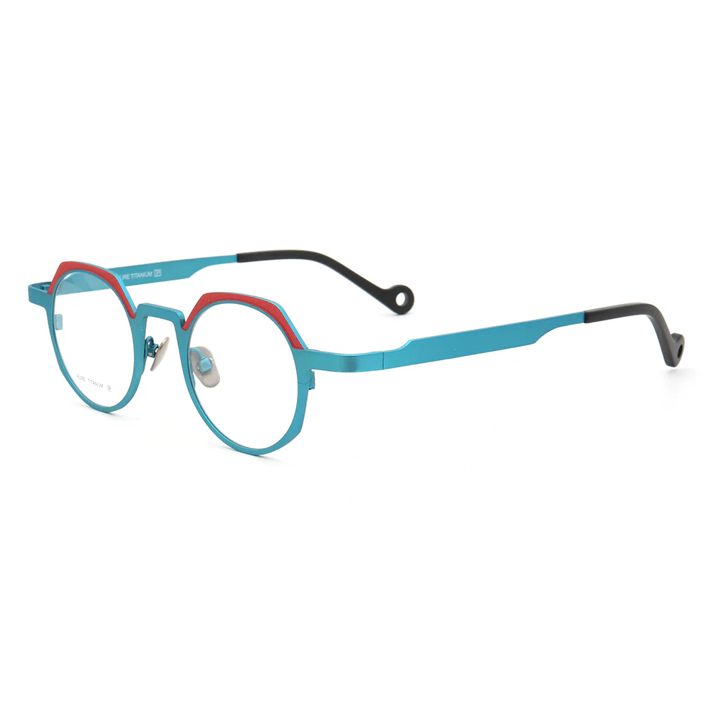 Jayden | Vintage Round Pure Titanium Eyeglasses For Men & Women | Colorful Two Toned Finish - Image 5