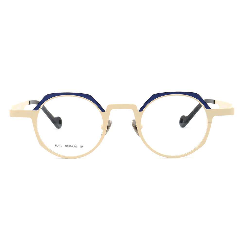 Jayden | Vintage Round Pure Titanium Eyeglasses For Men & Women | Colorful Two Toned Finish - Image 7