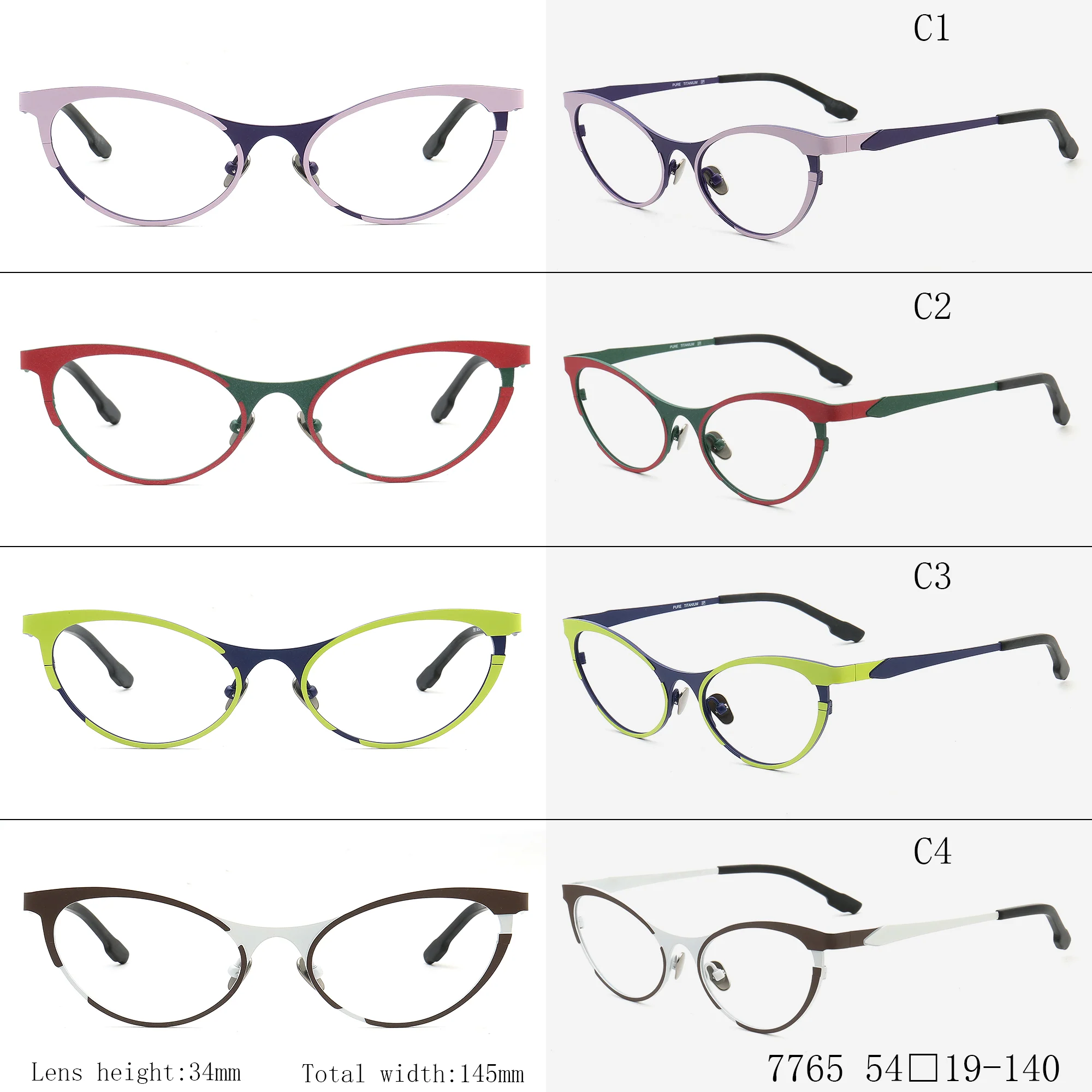 Tabatha | Sleek Pure Titanium Cat Eye Glasses For Women | Colorful Two Toned Eyeglasses - Image 14