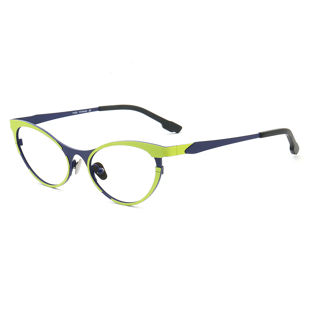 Tabatha | Sleek Pure Titanium Cat Eye Glasses For Women | Colorful Two Toned Eyeglasses - Image 4