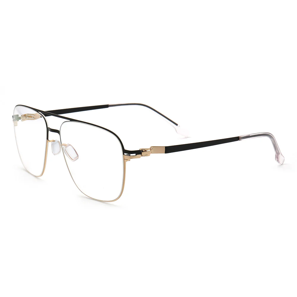 Maxwell | Retro Double Bridge Pilot Style Glasses | Flat Top Stainless Steel Eyeglass Frames - Image 10