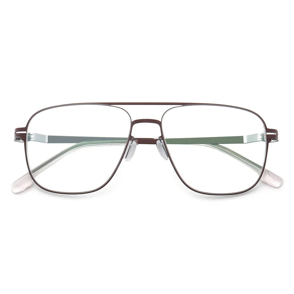 Maxwell | Retro Double Bridge Pilot Style Glasses | Flat Top Stainless Steel Eyeglass Frames - Image 11