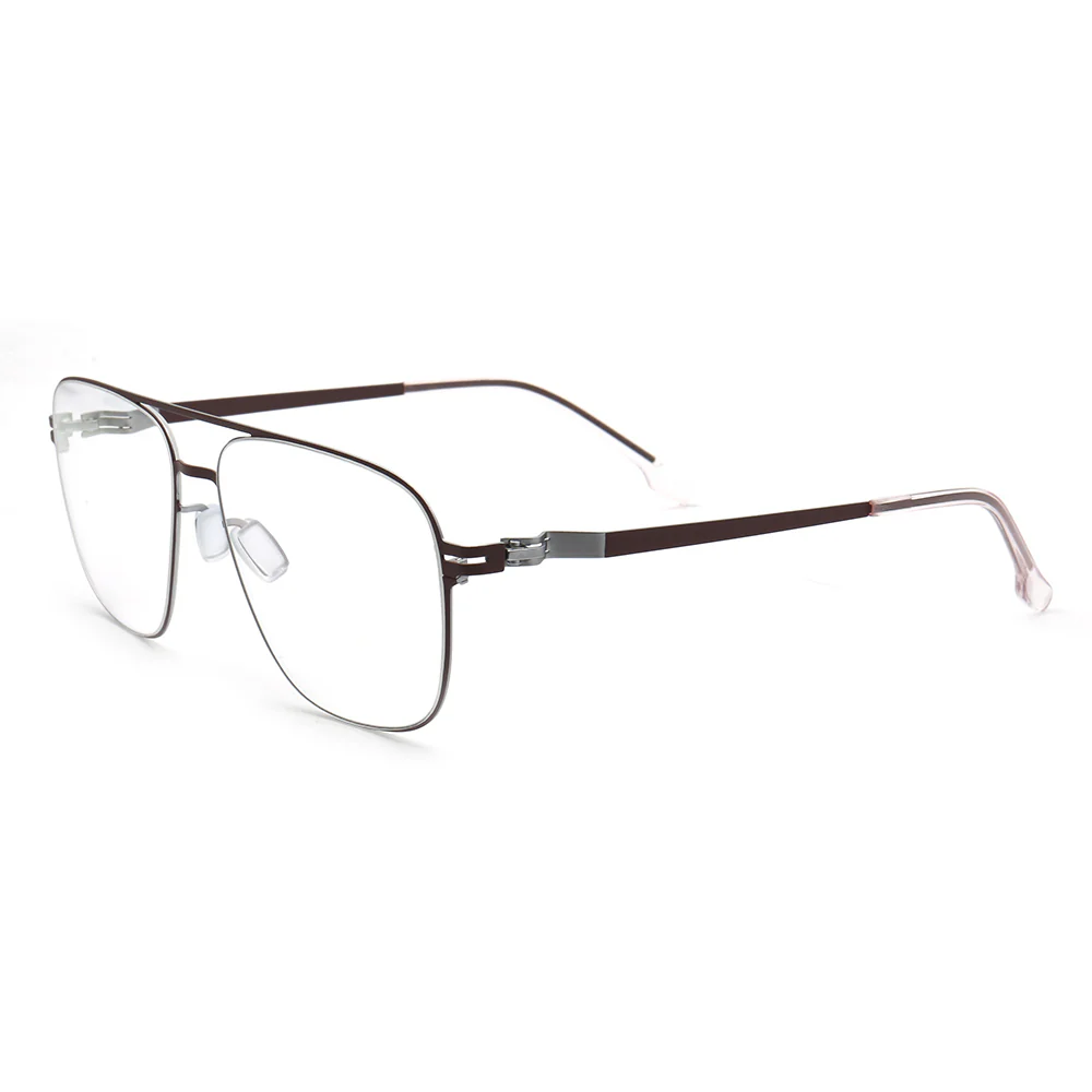 Maxwell | Retro Double Bridge Pilot Style Glasses | Flat Top Stainless Steel Eyeglass Frames - Image 12