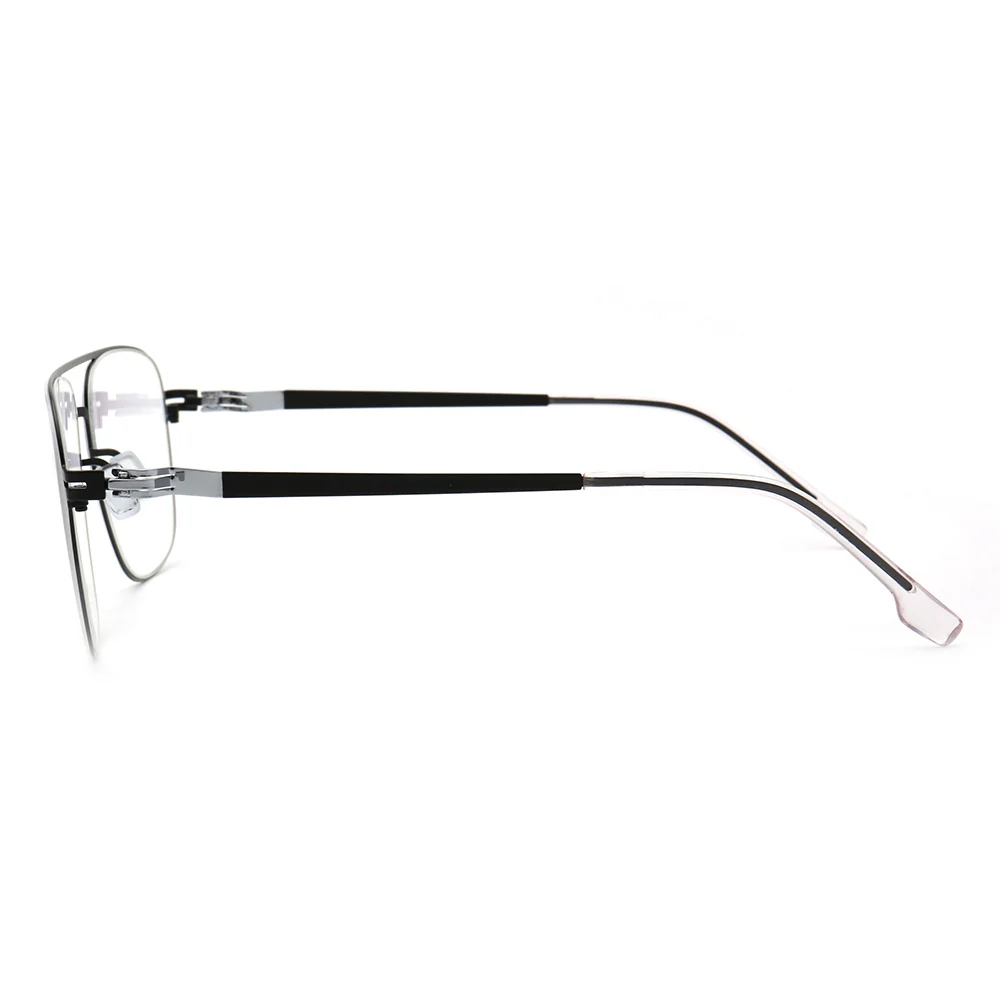 Maxwell | Retro Double Bridge Pilot Style Glasses | Flat Top Stainless Steel Eyeglass Frames - Image 16