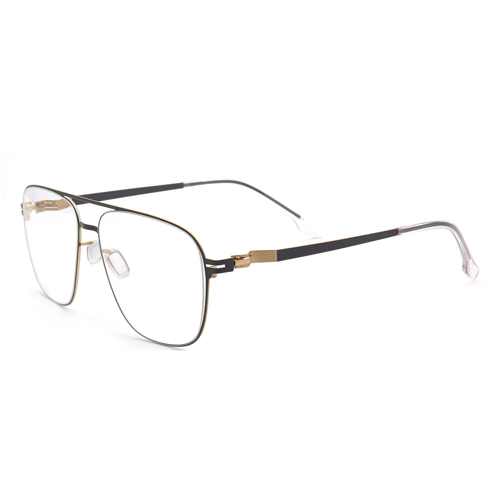 Maxwell | Retro Double Bridge Pilot Style Glasses | Flat Top Stainless Steel Eyeglass Frames - Image 3