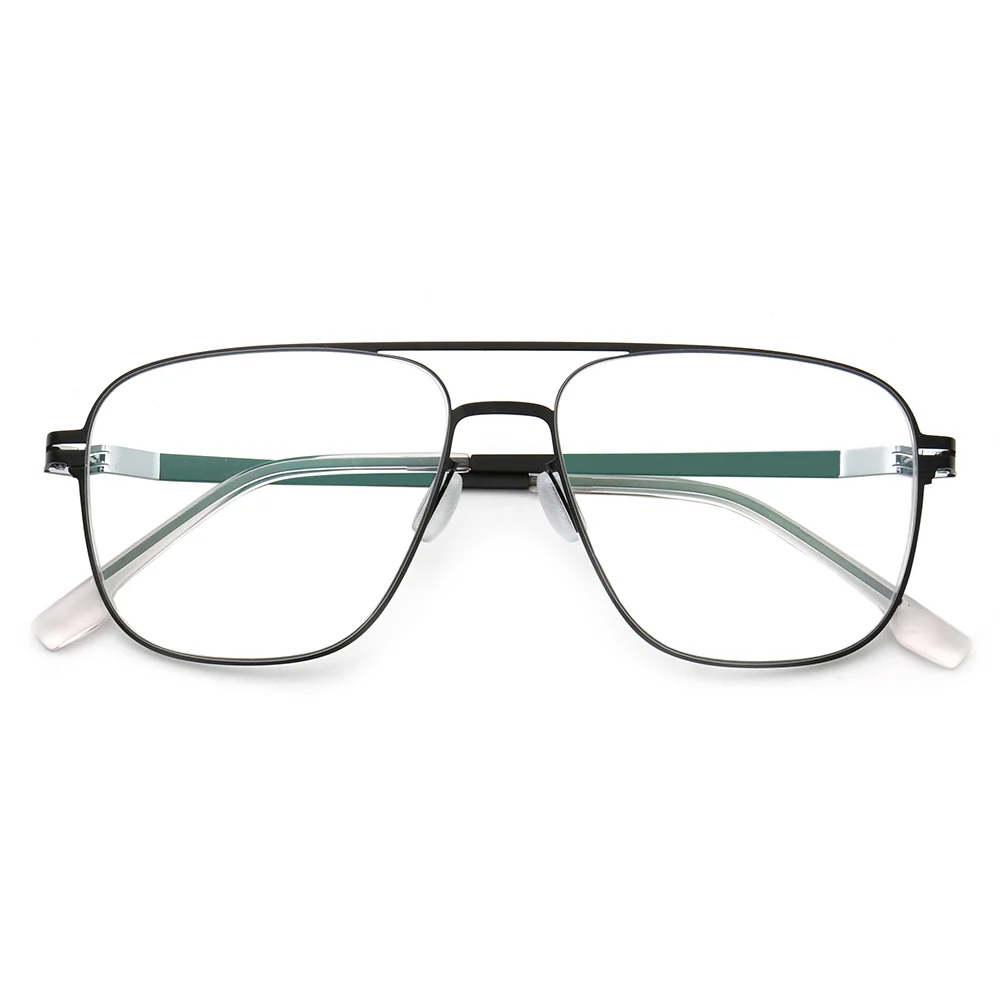 Maxwell | Retro Double Bridge Pilot Style Glasses | Flat Top Stainless Steel Eyeglass Frames - Image 4
