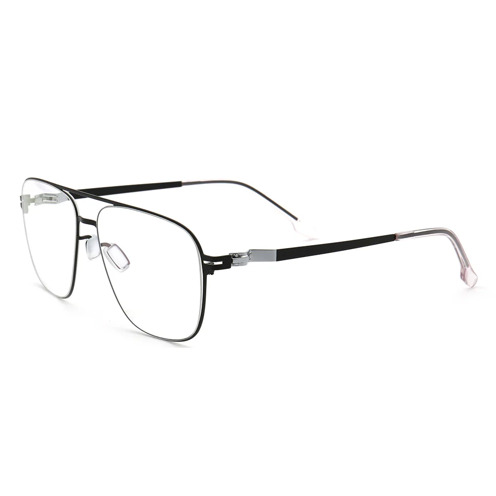 Maxwell | Retro Double Bridge Pilot Style Glasses | Flat Top Stainless Steel Eyeglass Frames - Image 5