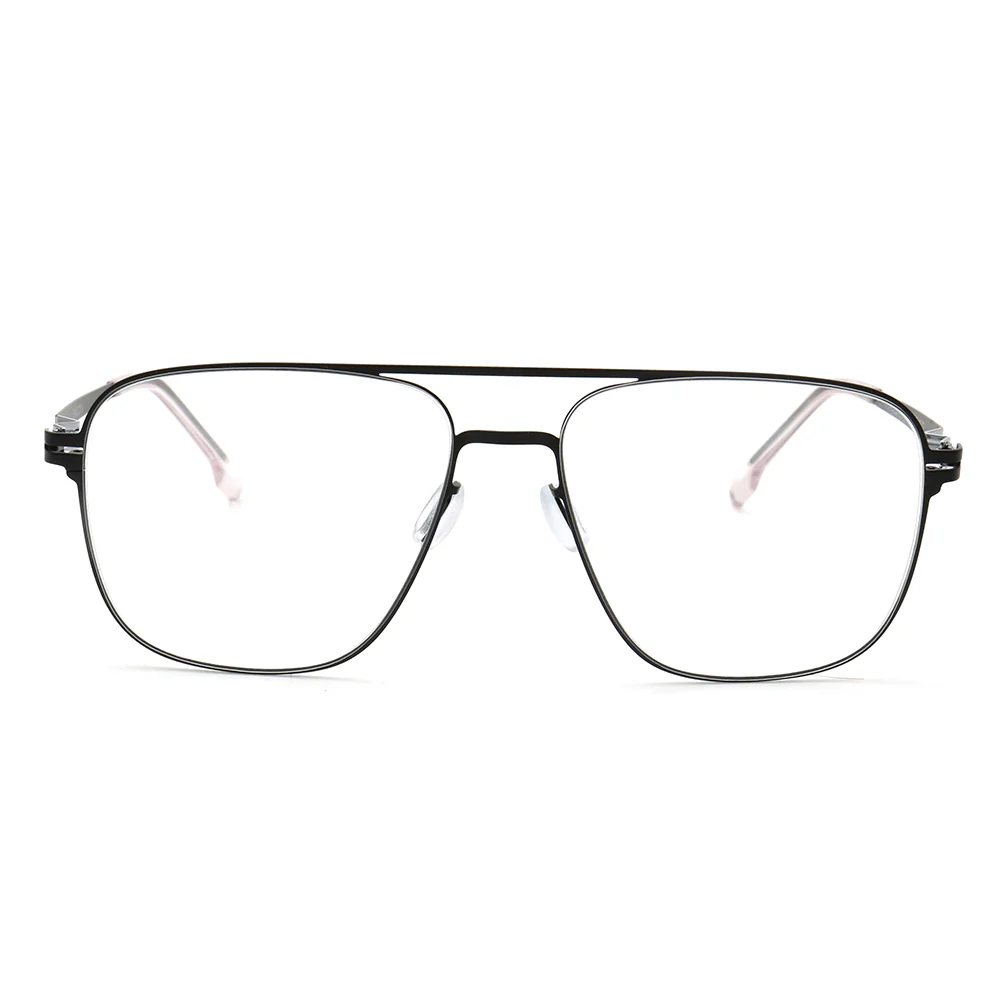 Maxwell | Retro Double Bridge Pilot Style Glasses | Flat Top Stainless Steel Eyeglass Frames - Image 6