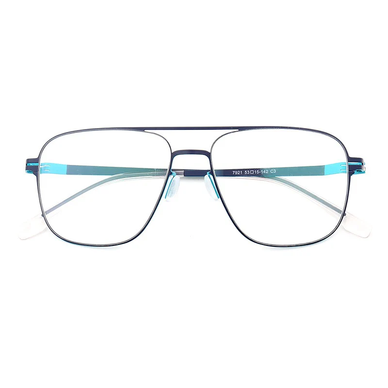 Maxwell | Retro Double Bridge Pilot Style Glasses | Flat Top Stainless Steel Eyeglass Frames - Image 7
