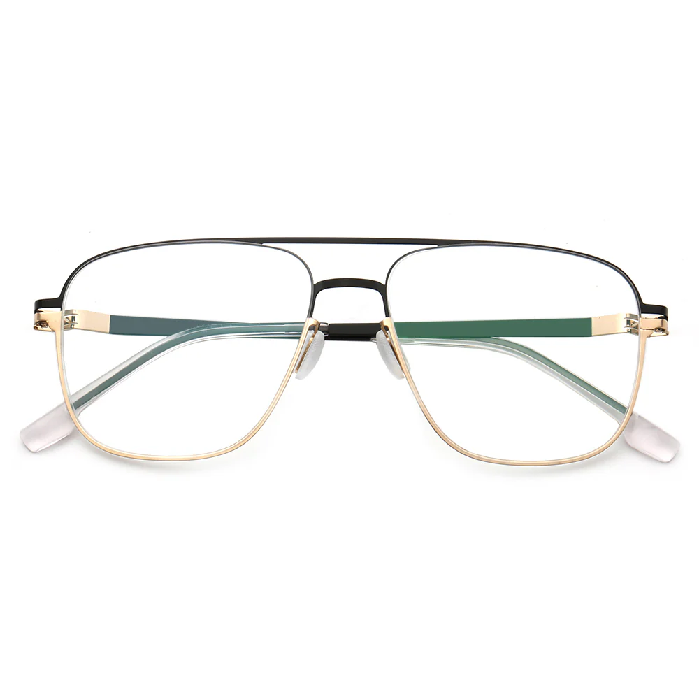 Maxwell | Retro Double Bridge Pilot Style Glasses | Flat Top Stainless Steel Eyeglass Frames - Image 9