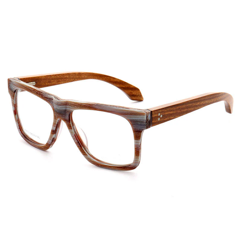 Brooks | 80s Oversized Mens Square Wood Optical Eyeglasses - Image 4