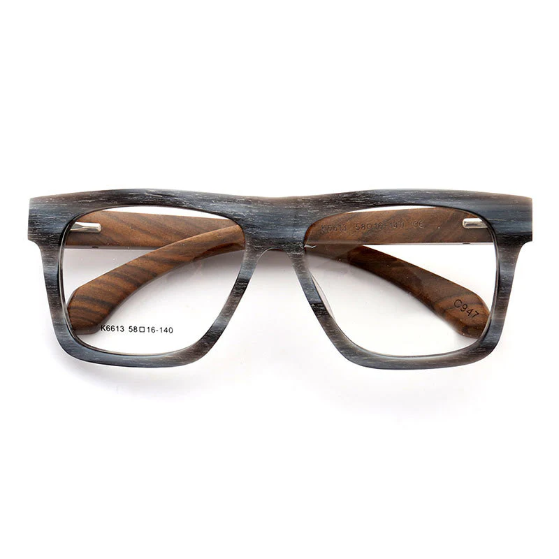 Brooks | 80s Oversized Mens Square Wood Optical Eyeglasses - Image 9