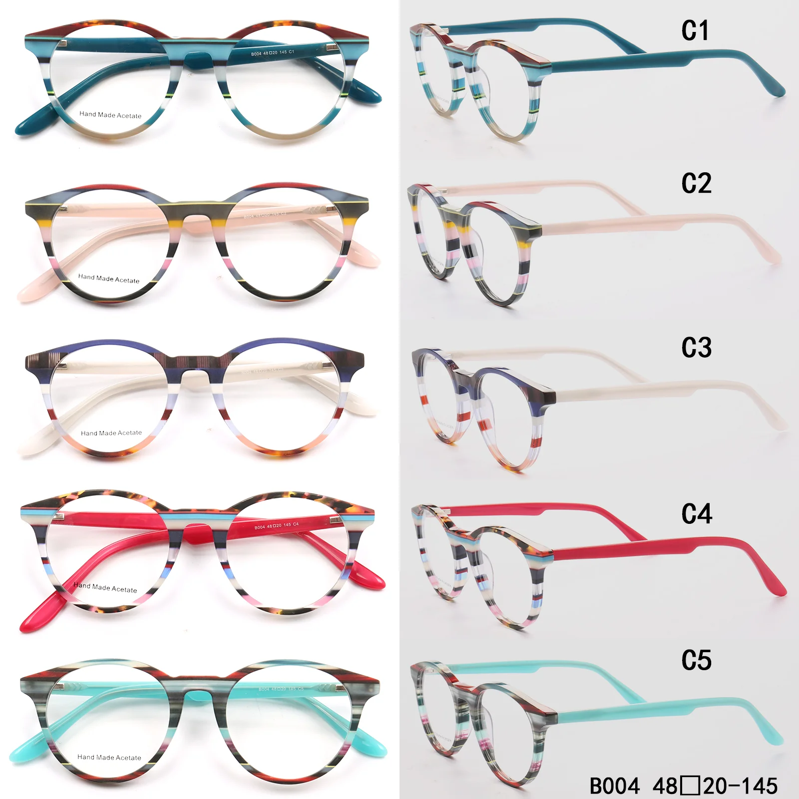 Bailey | Mens Round Fashionable Striped Eyeglass Frames | Trendy Eyewear Frames for Women Red Pink - Image 12