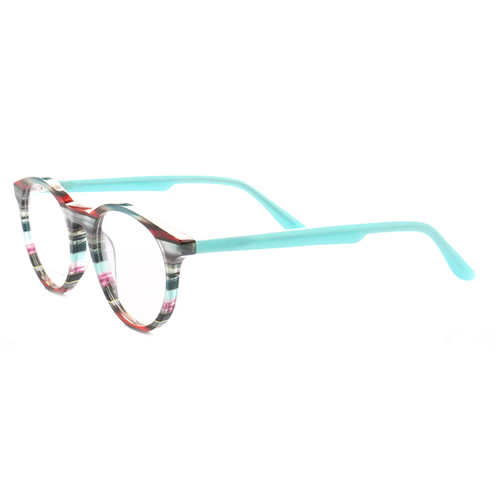 Bailey | Mens Round Fashionable Striped Eyeglass Frames | Trendy Eyewear Frames for Women Red Pink - Image 3