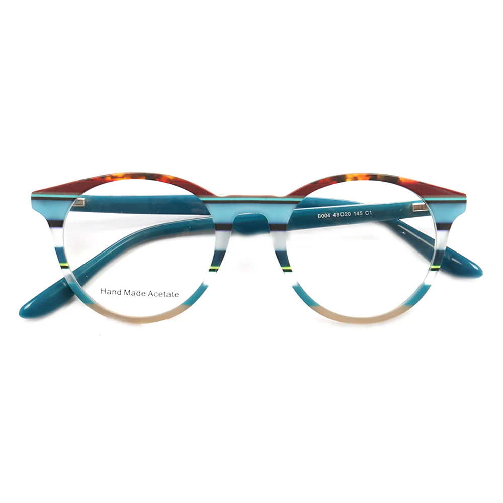 Bailey | Mens Round Fashionable Striped Eyeglass Frames | Trendy Eyewear Frames for Women Red Pink - Image 4
