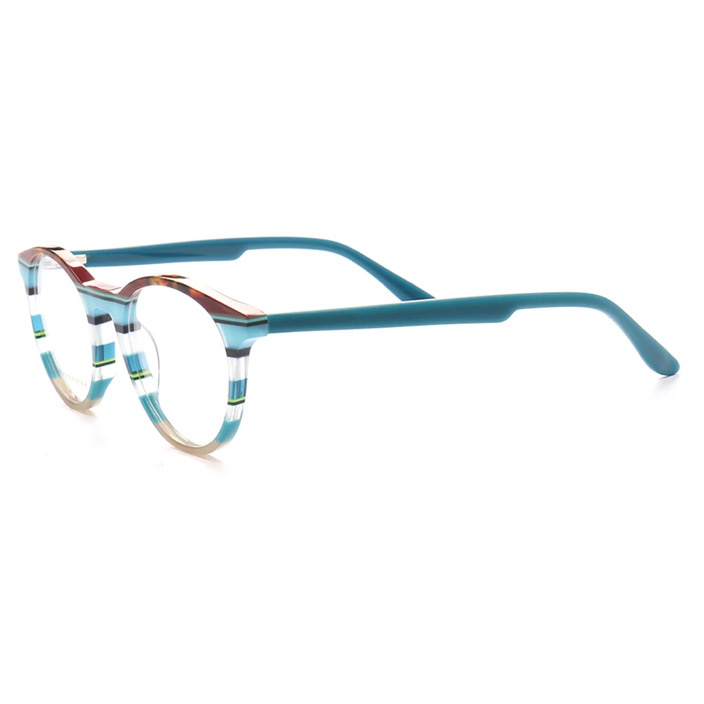 Bailey | Mens Round Fashionable Striped Eyeglass Frames | Trendy Eyewear Frames for Women Red Pink - Image 5