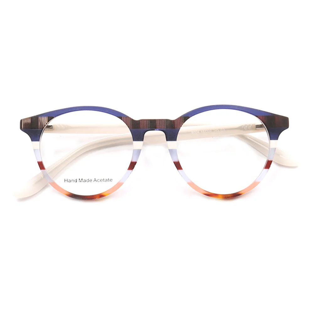 Bailey | Mens Round Fashionable Striped Eyeglass Frames | Trendy Eyewear Frames for Women Red Pink - Image 8