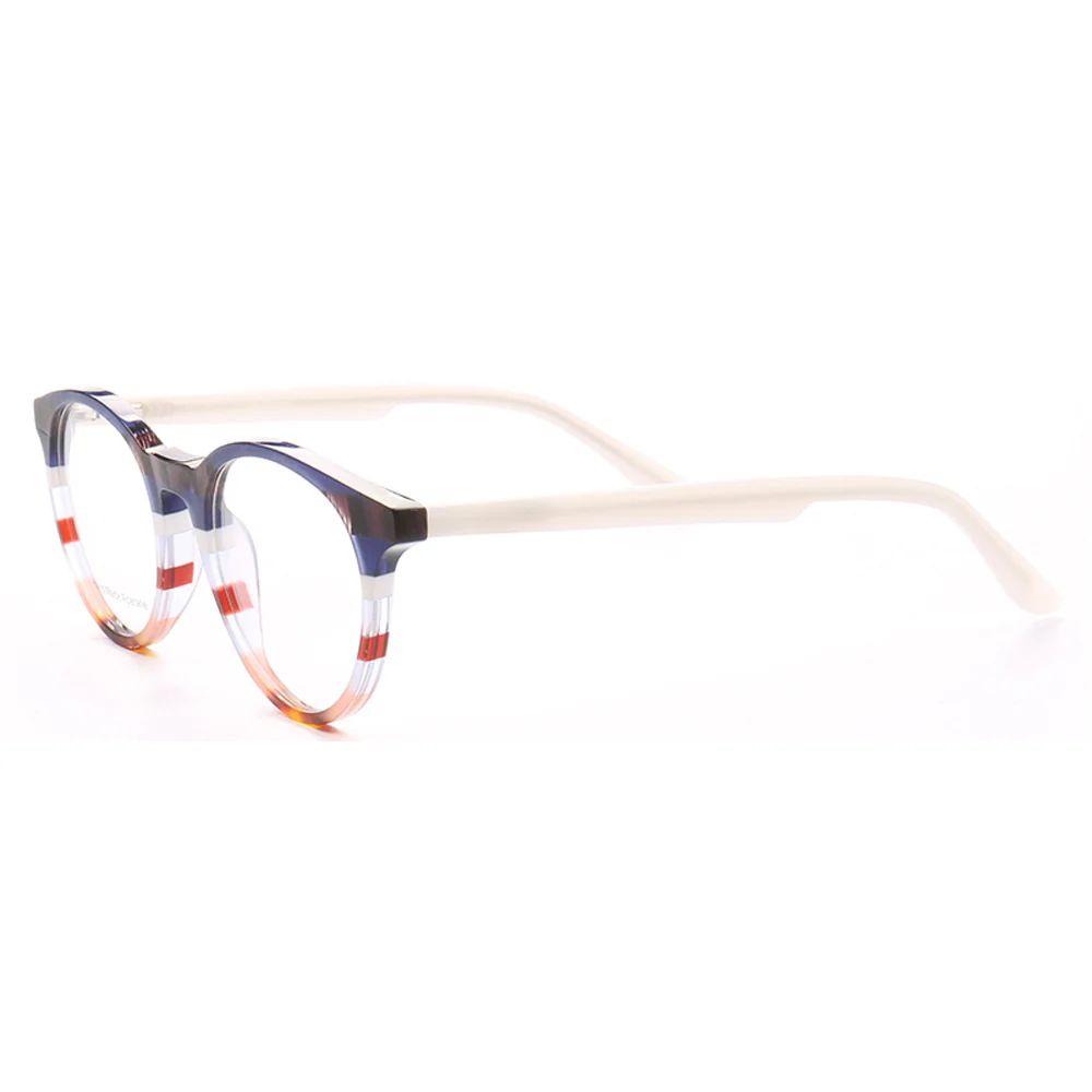 Bailey | Mens Round Fashionable Striped Eyeglass Frames | Trendy Eyewear Frames for Women Red Pink - Image 9