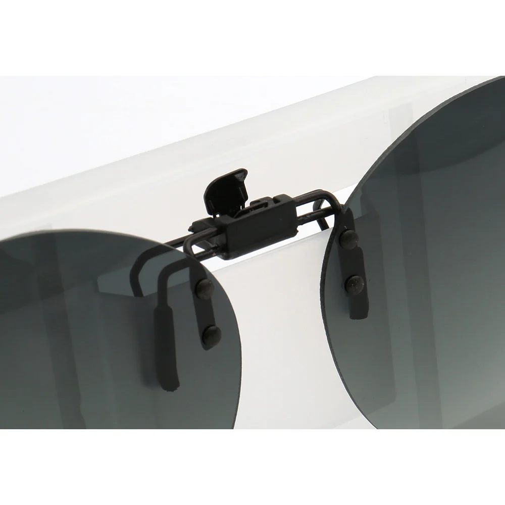 Round Clip On Flip Up Polarized Sunglasses | UV Protection For Outdoor Wear Black Night Vision - Image 10