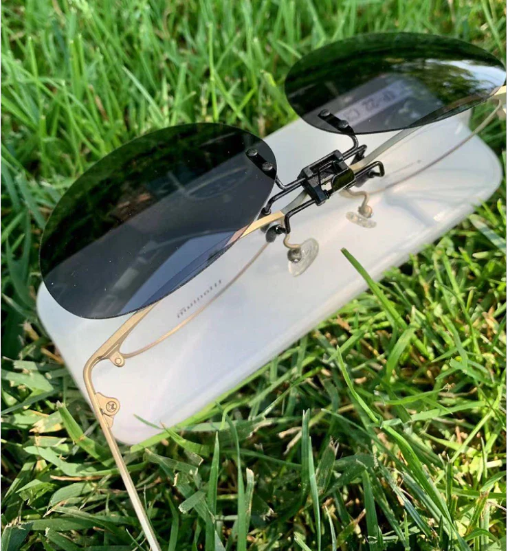 Round Clip On Flip Up Polarized Sunglasses | UV Protection For Outdoor Wear Black Night Vision - Image 15