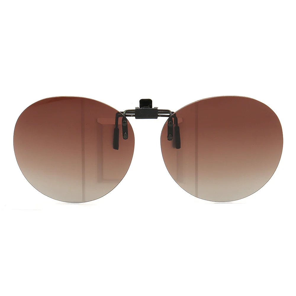Round Clip On Flip Up Polarized Sunglasses | UV Protection For Outdoor Wear Black Night Vision - Image 4