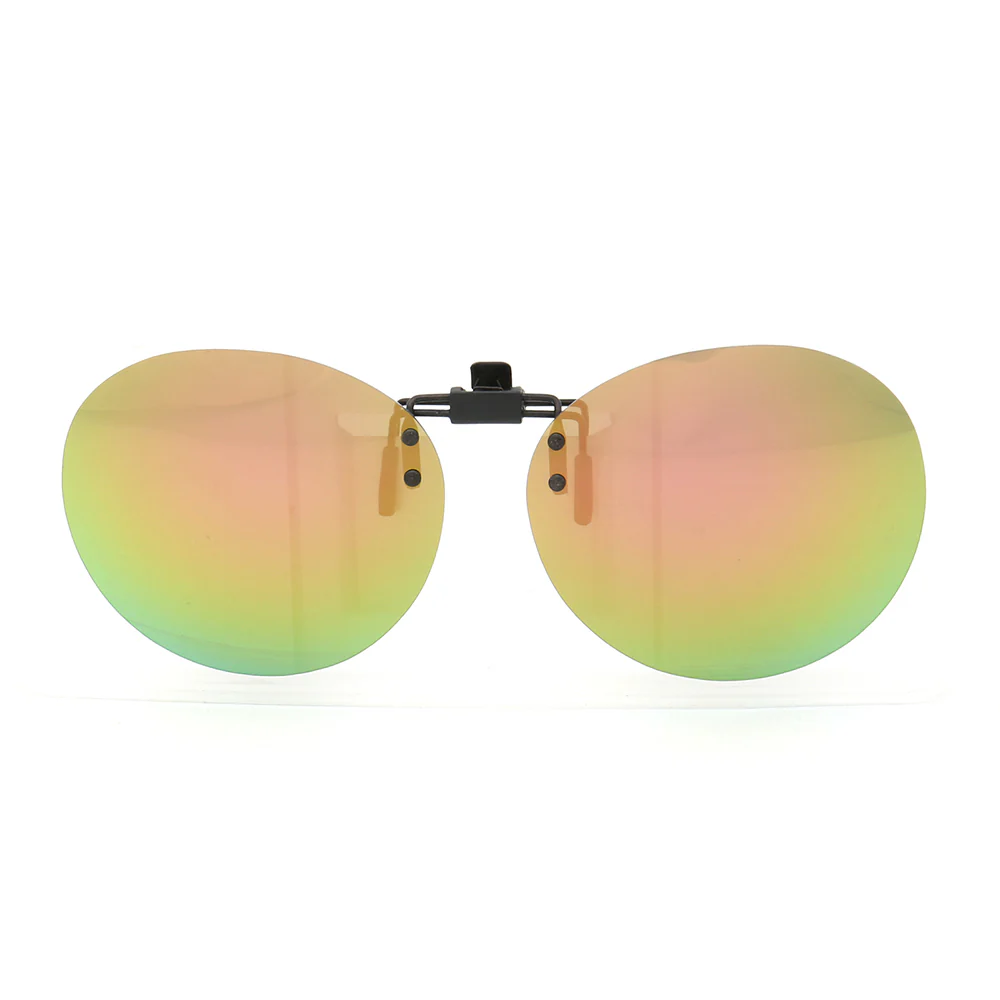 Round Clip On Flip Up Polarized Sunglasses | UV Protection For Outdoor Wear Black Night Vision - Image 5