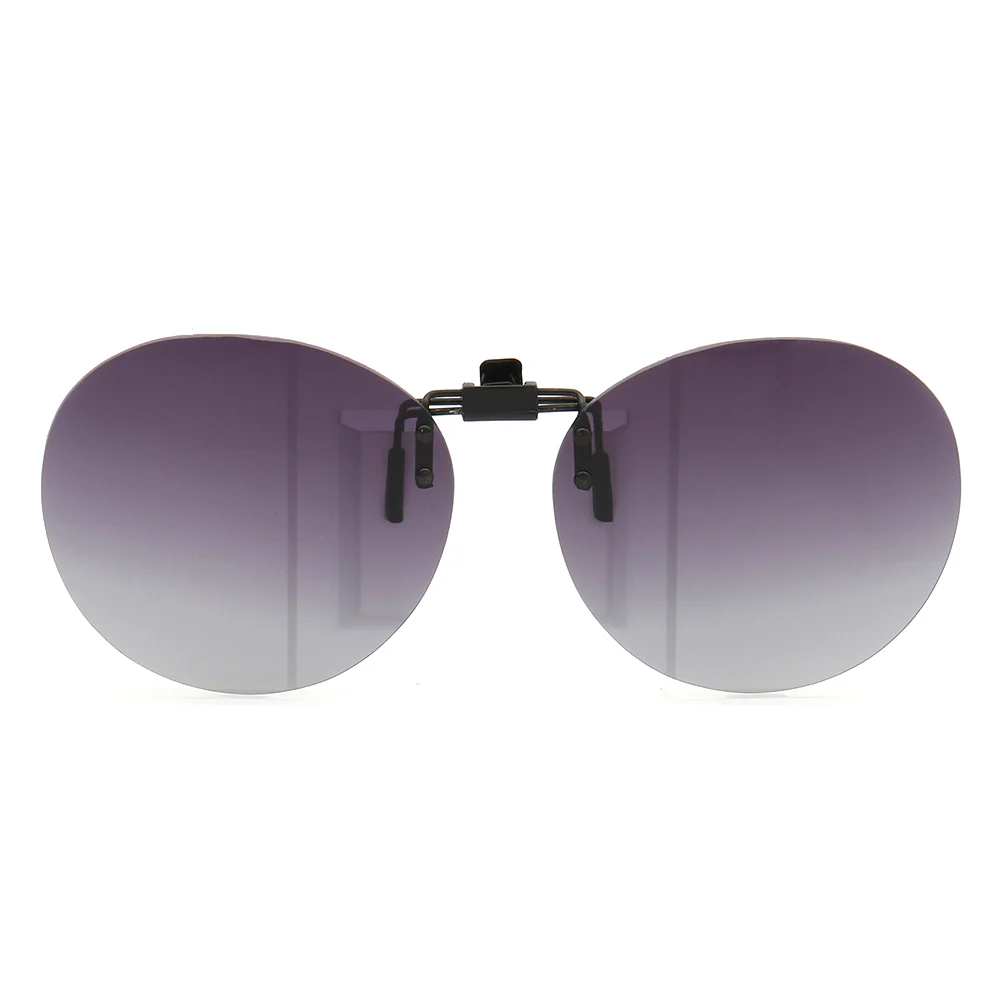 Round Clip On Flip Up Polarized Sunglasses | UV Protection For Outdoor Wear Black Night Vision - Image 6