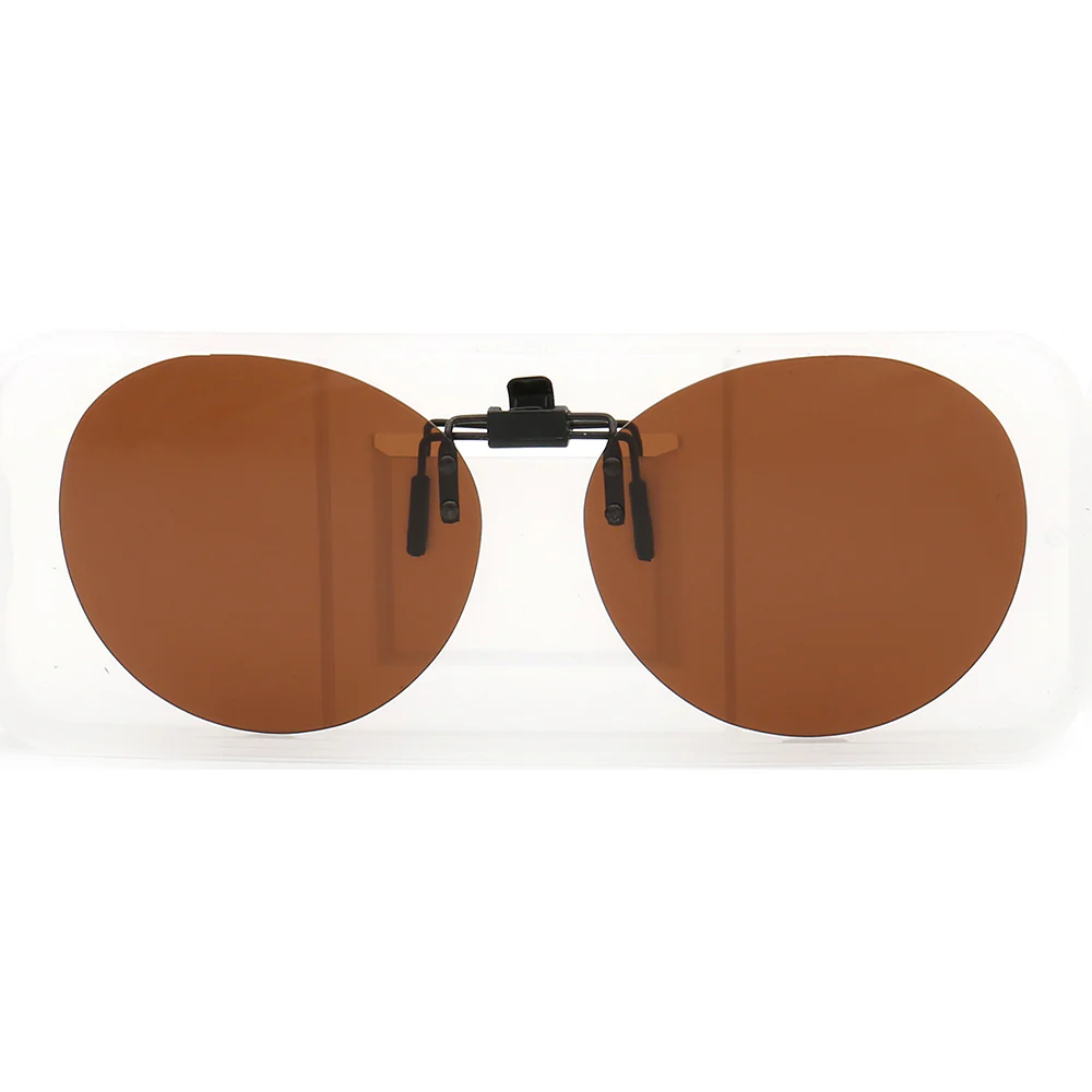 Round Clip On Flip Up Polarized Sunglasses | UV Protection For Outdoor Wear Black Night Vision - Image 7