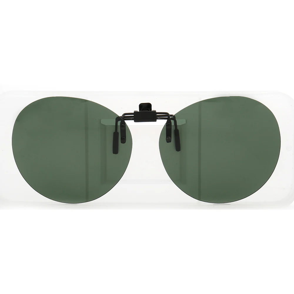 Round Clip On Flip Up Polarized Sunglasses | UV Protection For Outdoor Wear Black Night Vision - Image 8