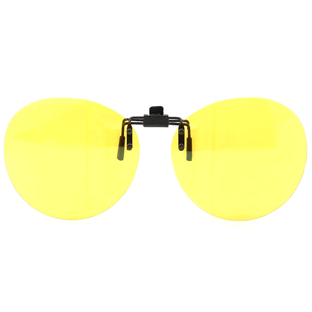 Round Clip On Flip Up Polarized Sunglasses | UV Protection For Outdoor Wear Black Night Vision - Image 9