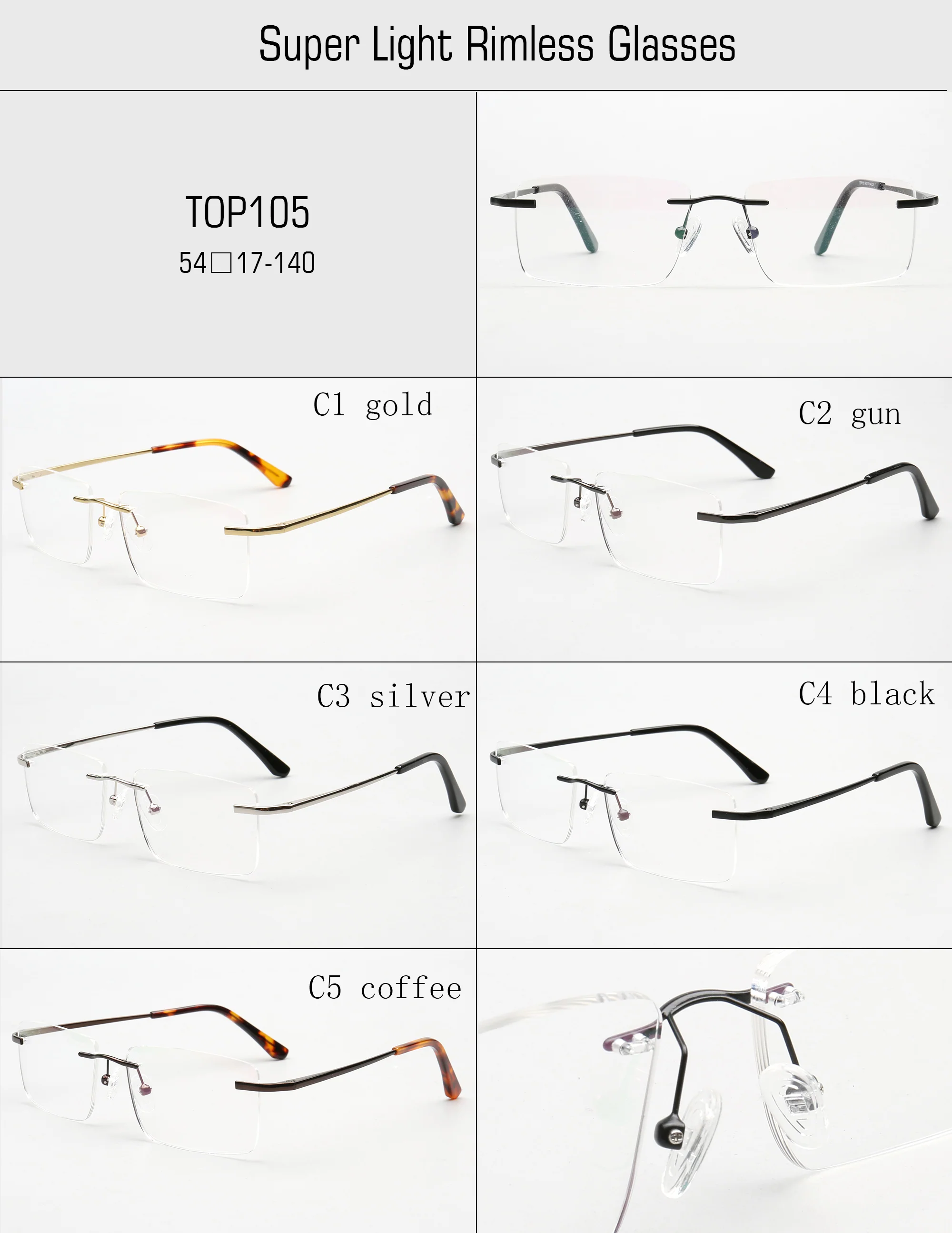 Daniel | Rectangle Rimless Glasses Frames for Men - Image 16