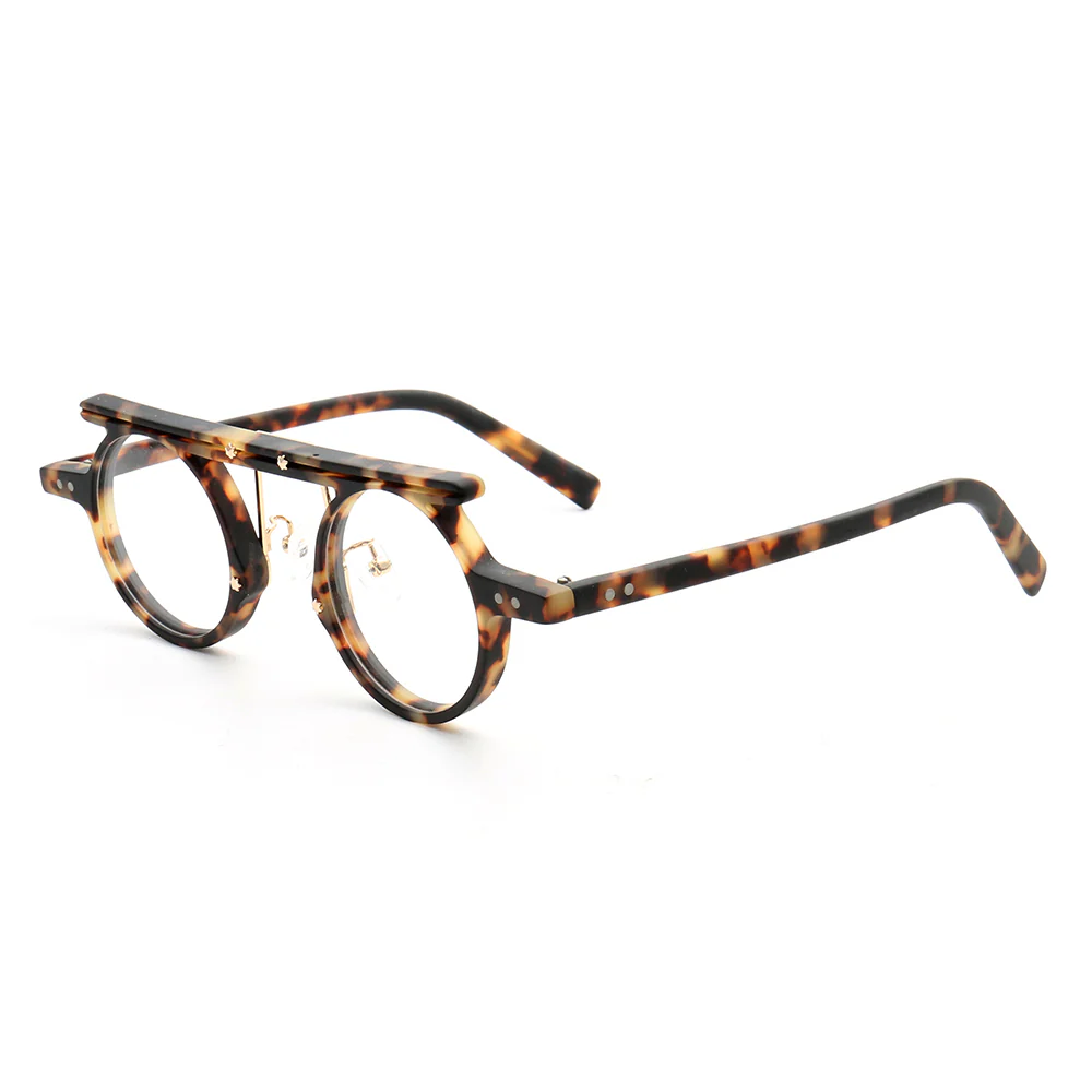 Hester | Retro Flat Top Vintage Glasses Frames Men | Round Nerd Stylish Women Eyeglasses Frames - Image 12