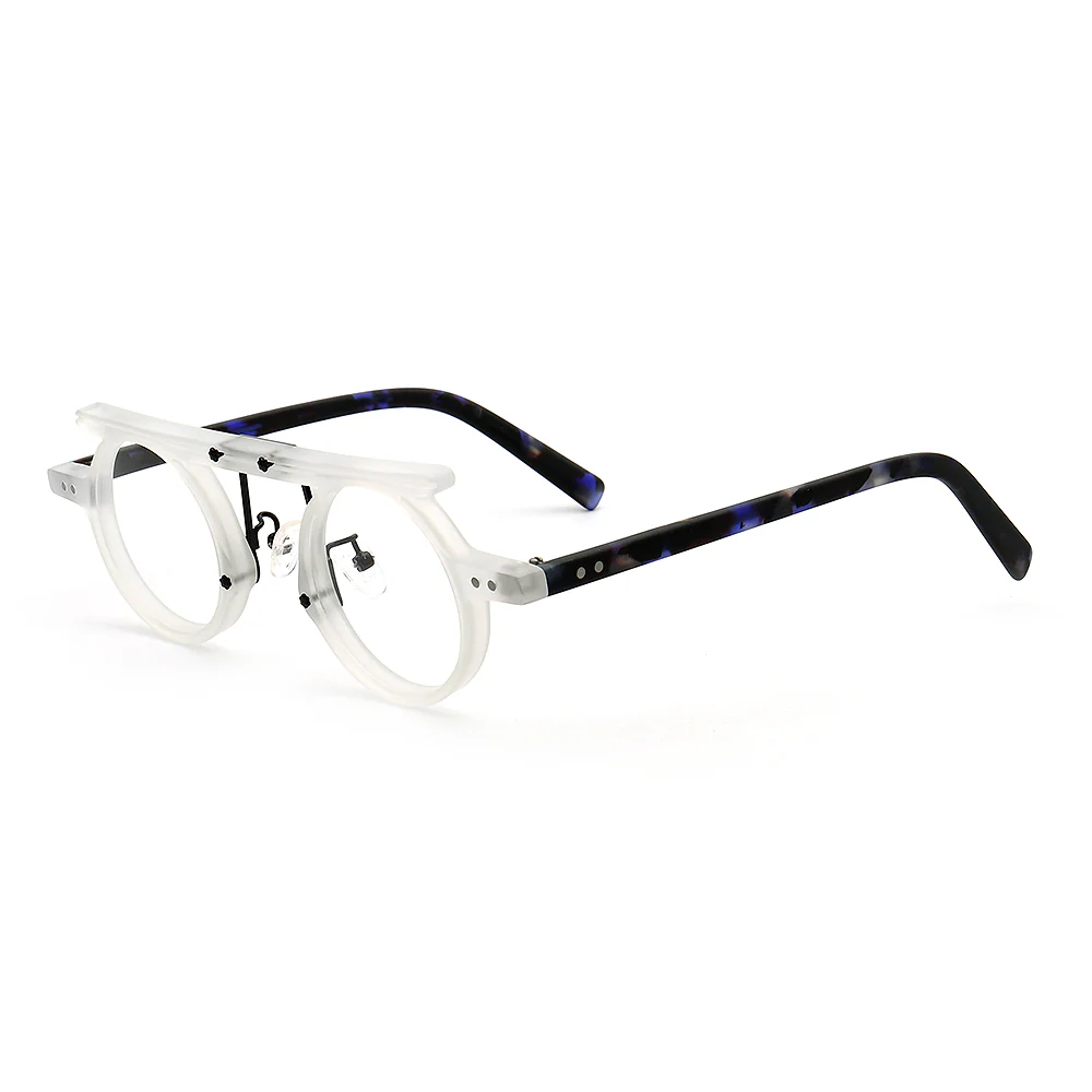 Hester | Retro Flat Top Vintage Glasses Frames Men | Round Nerd Stylish Women Eyeglasses Frames - Image 16